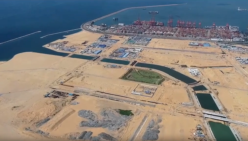 A "city of the future" rising from the sea